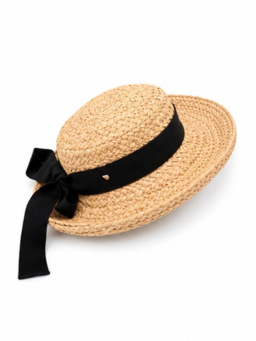 Helen Kaminski Raffia  Luxury Straw Hat with Black Ribbon Handmade in Madagascar